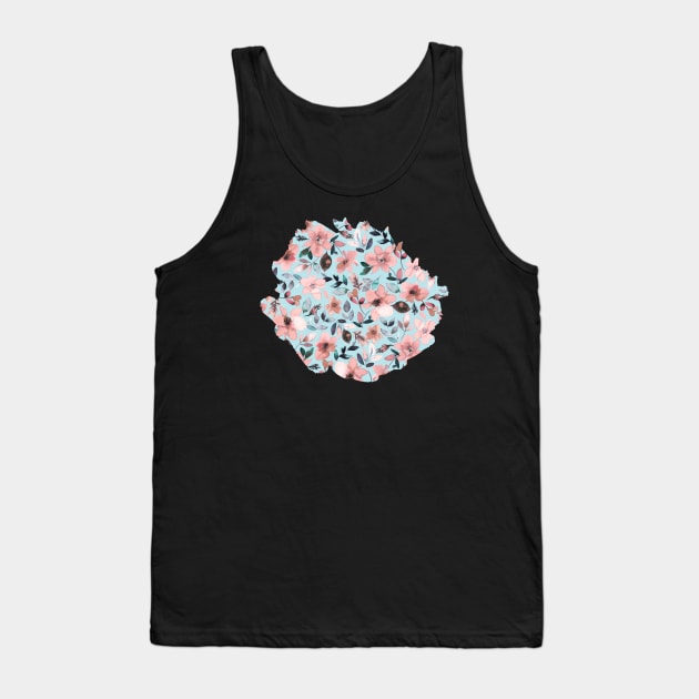 Tropical flowers Pink Blue Tank Top by ninoladesign